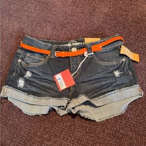 Target Women's Jean Shorts with Orange Belt